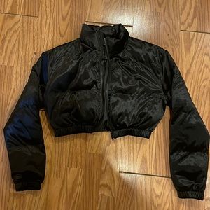 SHEIN Zip Up Crop Puffer Jacket
